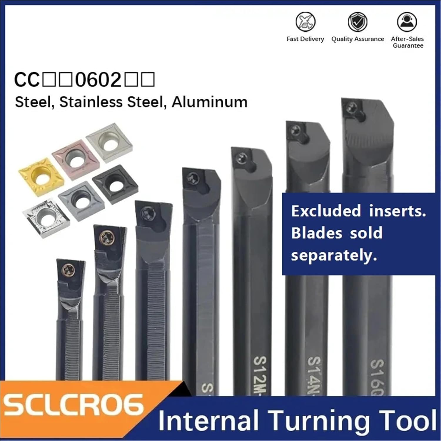 Screw Internal Turning S07K-SCLCR06 S10K-SCLCR06 S12M-SCLCR06 Lathe Holder Turning Tool Boring Bar CCMT0602(Cutter bar Kit 3)