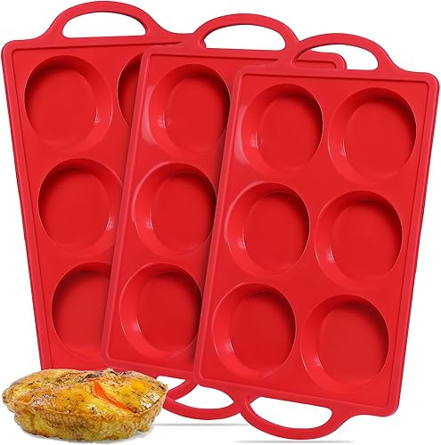 Miniatura 10 de CAKETIME Molde de silicona para magdalenas con marco de metal, sartén redonda antiadherente de 4 pulgadas para muffins ingleses, empanadas, pan