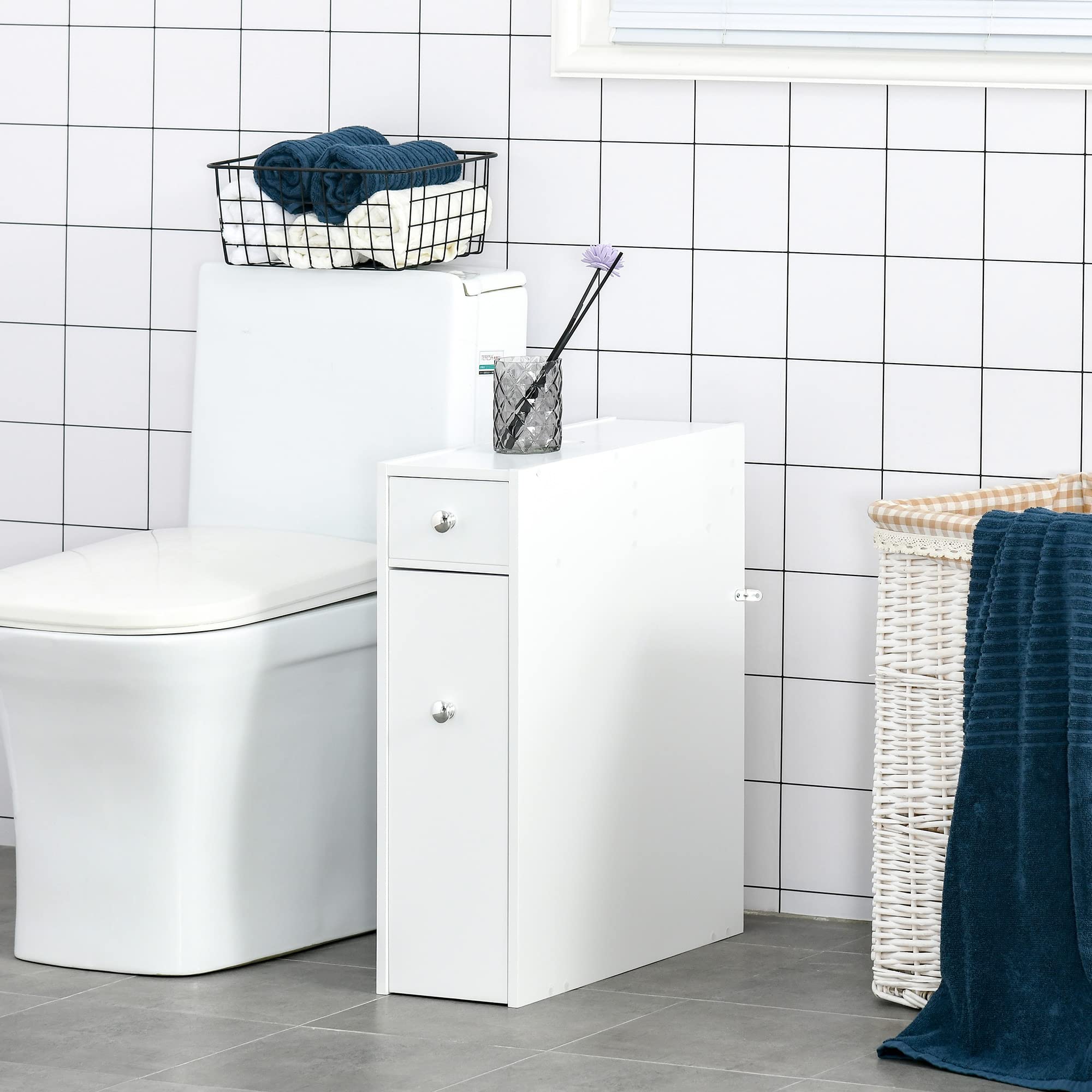 Image secondaire de Meuble de Toilette Compact HOMCOM avec Rangement et Tiroirs