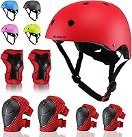 Vista 9 de Conjunto de casco de bicicleta para niños, casco ajustable para niños pequeños de 2 a 8 años con rodilleras, coderas y muñequeras Casco