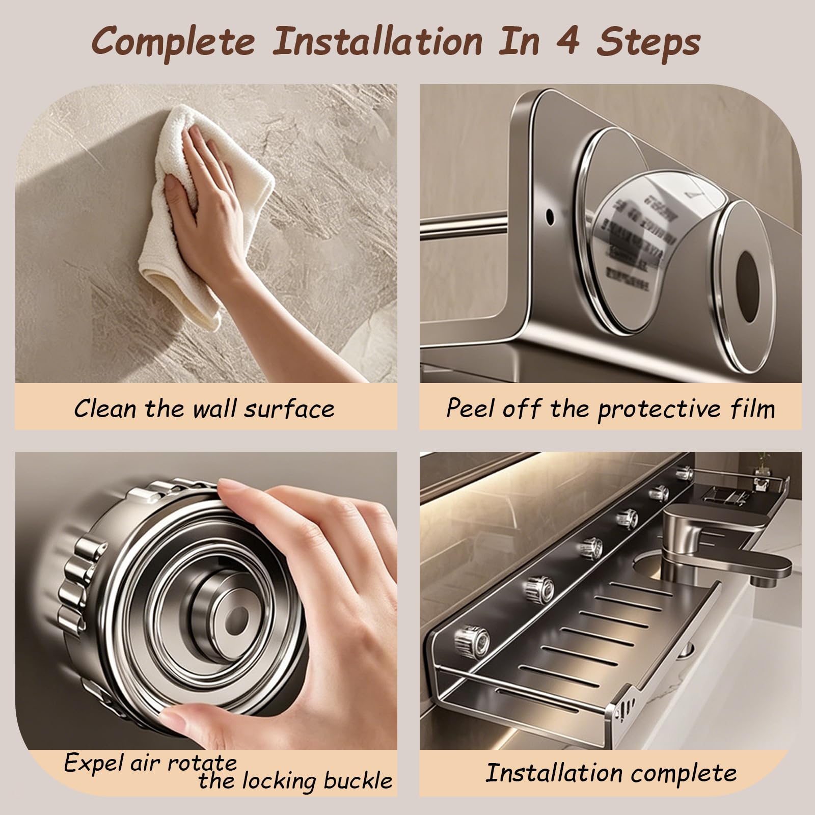 Cesta De Ducha con Ventosa,Estante BañO Ventosa Sin Taladros,Organizador Almacenamiento ExtraíBle Acero Al Carbono para Lavabo,Ideal Champú,Acondicionador Y JabóN(60cm,Gray)