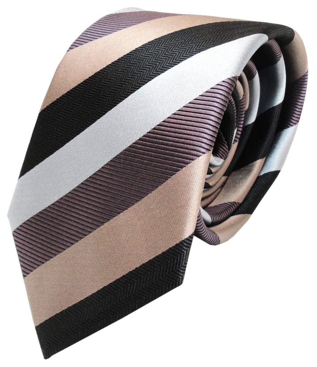 Tigertie Men's Black, Purple, Gold, Light Blue Designer Silk Tie In Striped Club Stripes, Tie Width 8 Cm - Multicolour - One Size