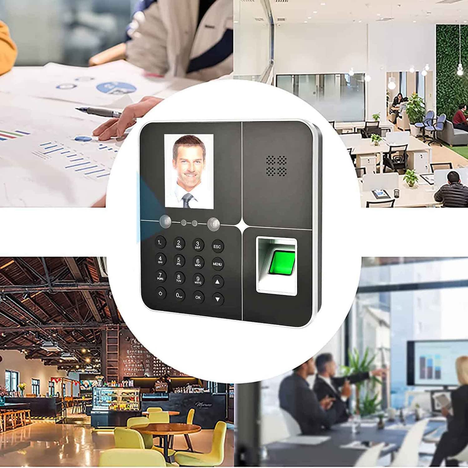 Pointeuse, pointeuses pour les employés des petites entreprises avec visage, empreintes digitales, RFID et saisie de code PIN en un, machine de pointage de bureau, poinçon automatique (0 frais mens