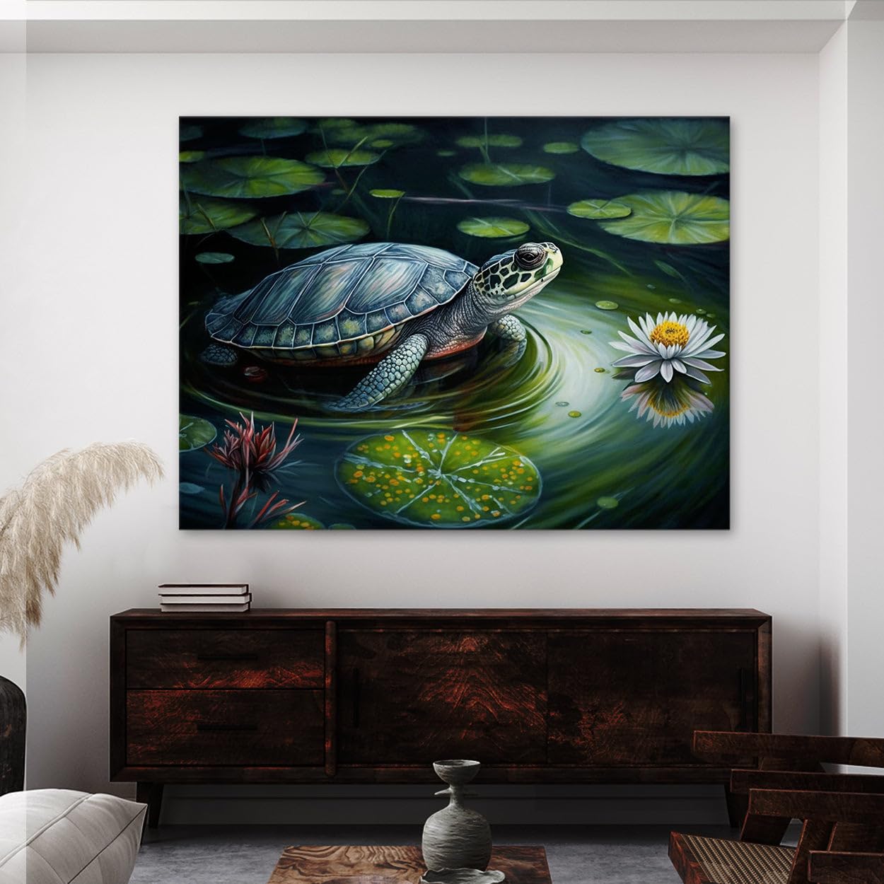 Amazon.com: Sense Canvas Turtle Vivid Pond Scene 66 Canvas Art