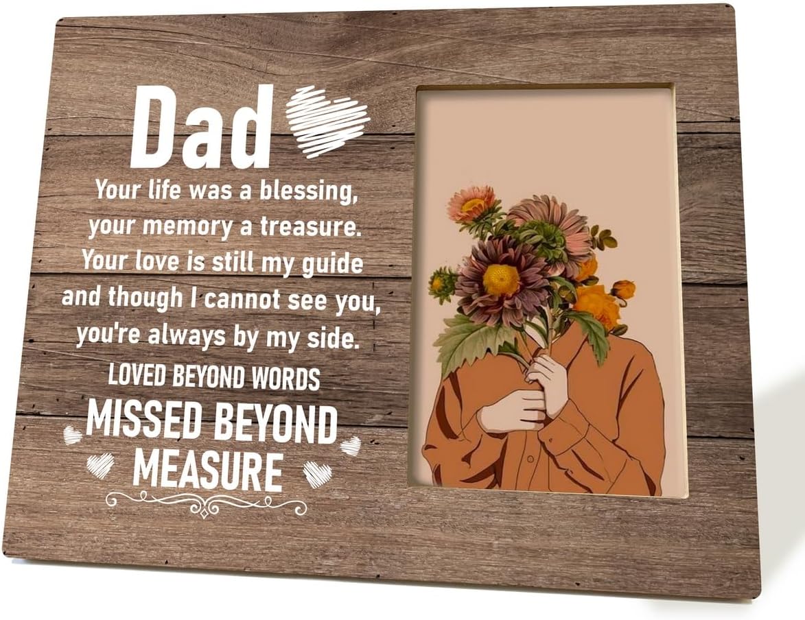 BQL Dad Memorial Wood Frame, Sympathy Gift for Dad Loss