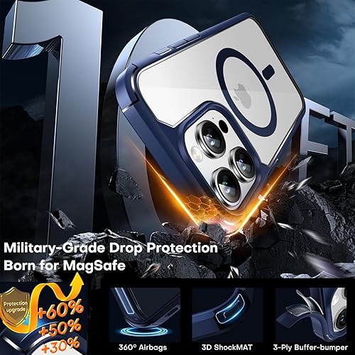 Miniatura 4 de TAURI - Funda delgada y magnética para iPhone 15 Pro Max, compatible con MagSafe, con 2 protectores de pantalla + 2 protectores para lente de
