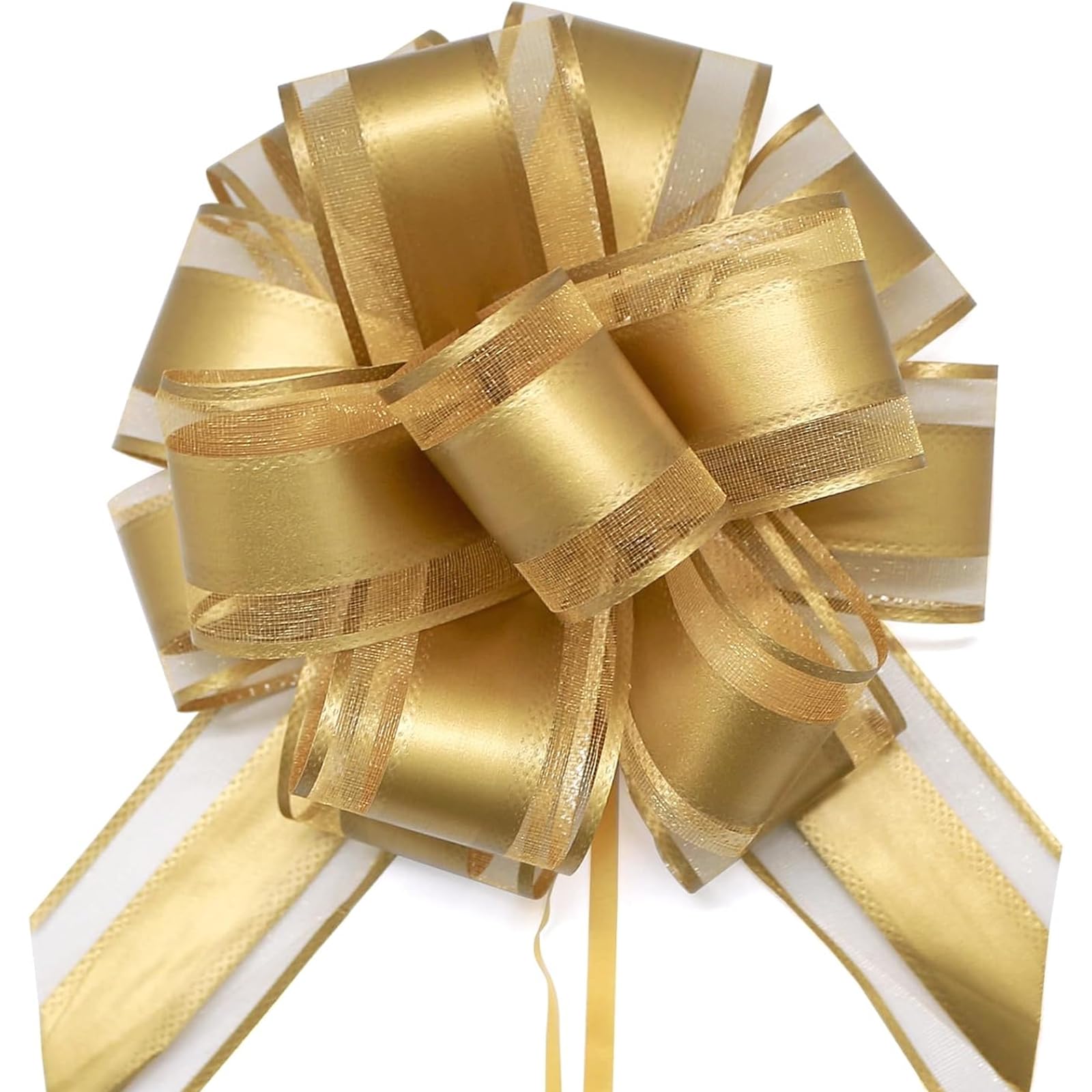 VISTTUSFINE 12pcs Gold Flower Wrapping Ribbon, Bow Ribbon, Wrapping Paper Ribbons for Gifts, Wedding and Flower Decoration