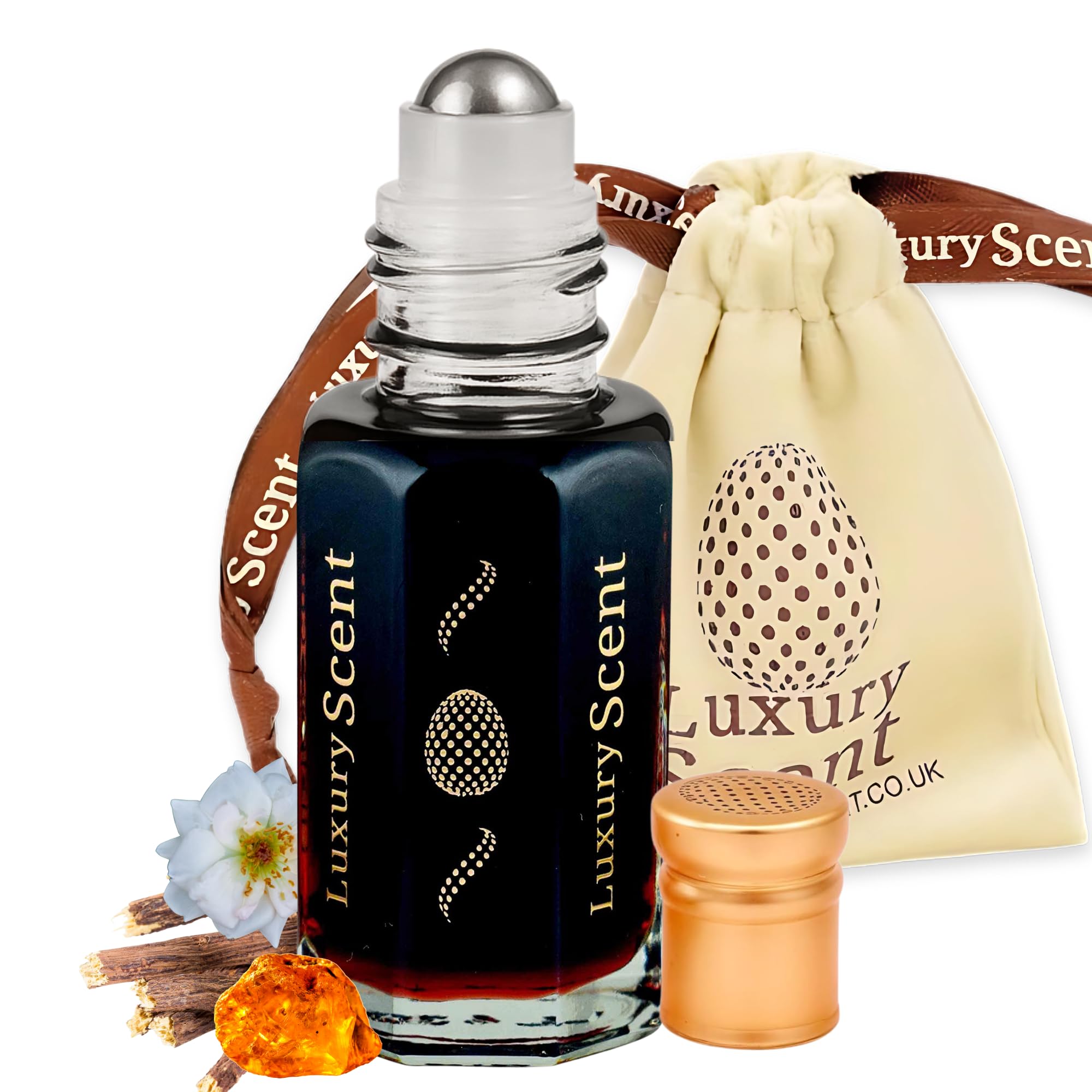 Perfume Oil Hajer Aswad Roll-On 6ml – Long Lasting Alcohol Free Arabian Attar – Premium Quality Unisex Fragrance with Deep Musky Amber Woody Notes for Men and Women by Luxury Scent