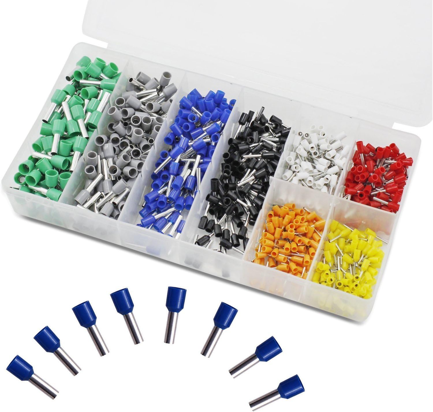 Robodo 800 Pieces Assortment Ferrule Wire Copper Crimp Connector, Wire Terminals Kit, Wire Connector Kit, Insulated Cord Pin End Terminal AWG 22-10 Kit