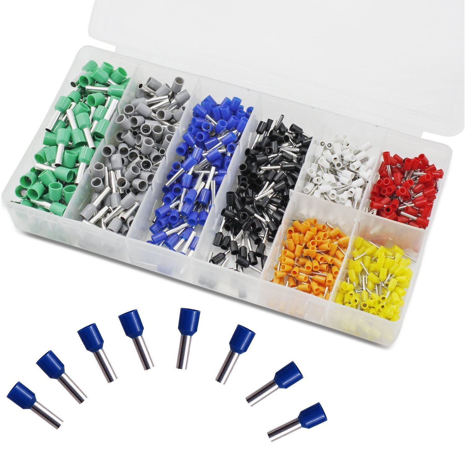 Robodo 800 Pieces Assortment Ferrule Wire Copper Crimp Connector, Wire Terminals Kit, Wire Connector Kit, Insulated Cord Pin End Terminal AWG 22-10 Kit