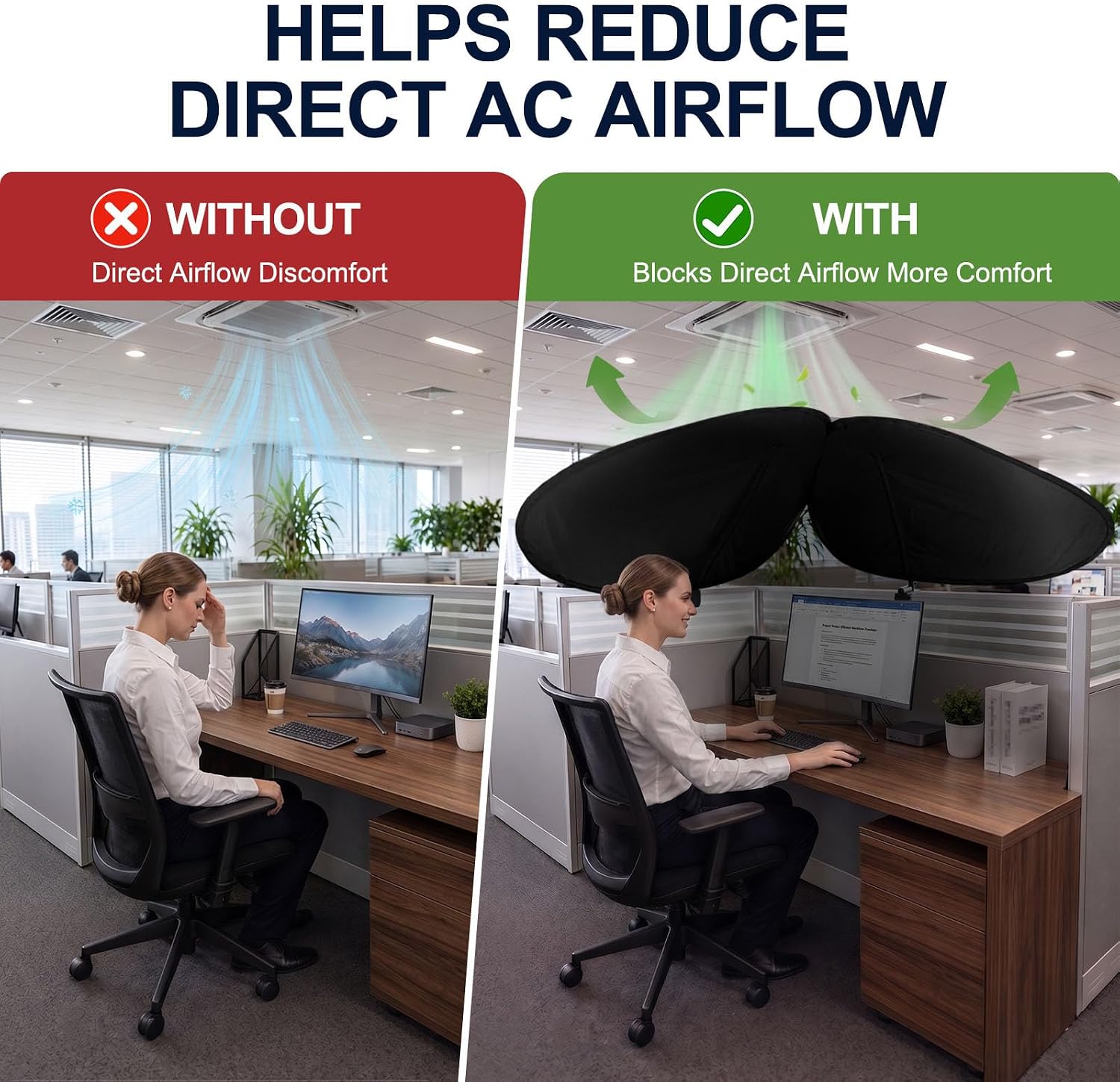 Adjustable Office Cubicle Shade, Standard Desk Privacy Canopy, Blocks Light