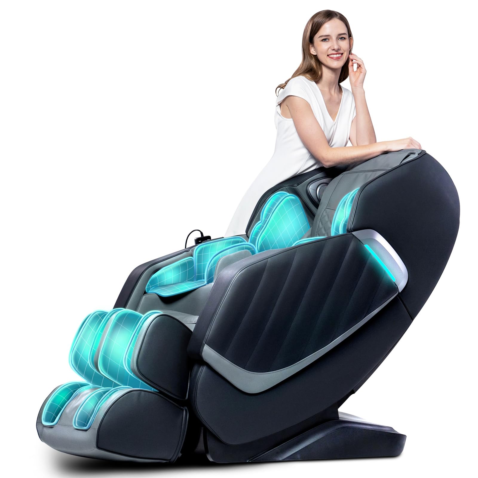 Sponsored Ad – Full Body Massage Chair - Zero Gravity Smart Massage Chair - 3D Robotic Hands with SL Rail - Bluetooth Relaxation Chair - Black
