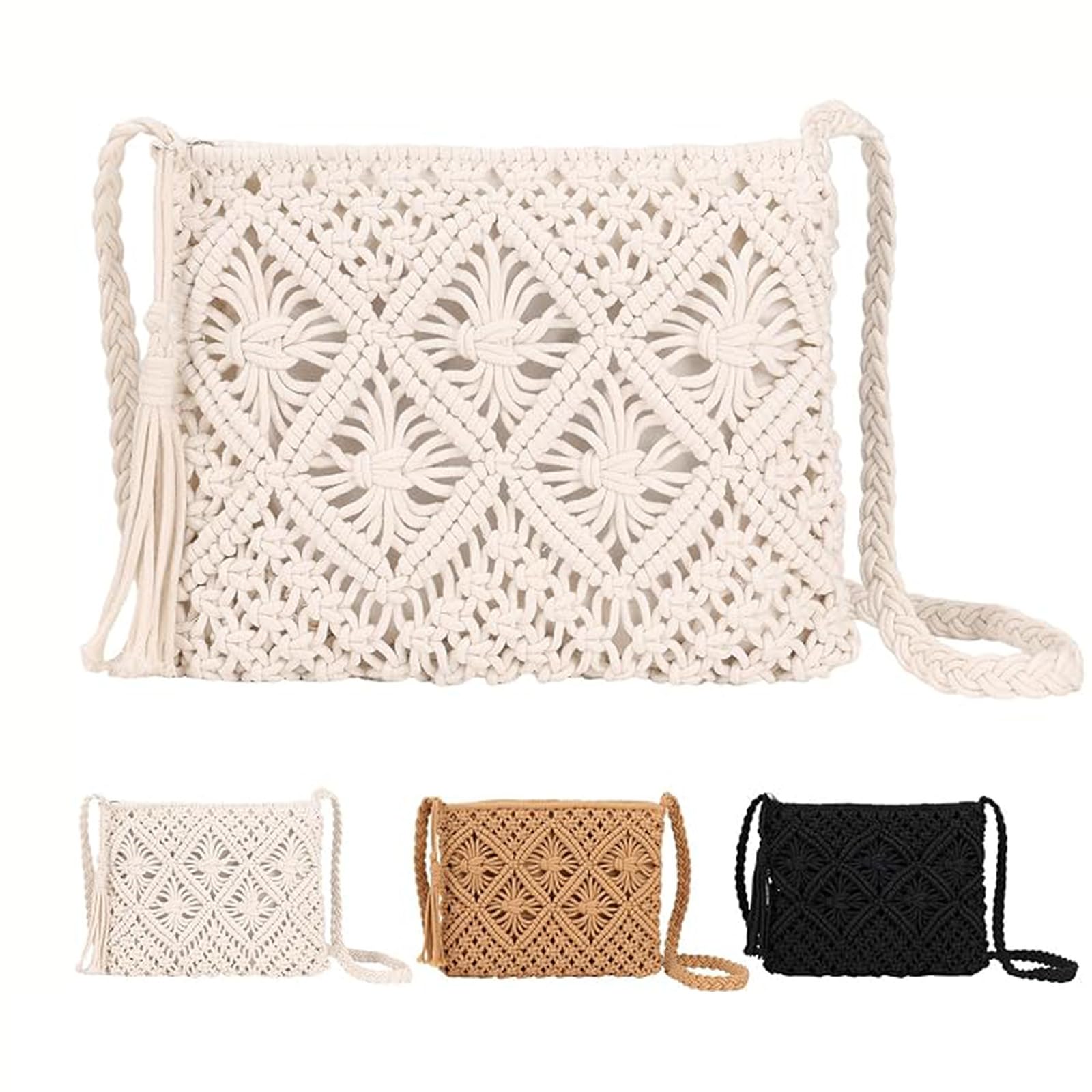 Borsa Intrecciata Donna, Borsa Paglia Donna Elegante, Borse in Paglia, Crochet Bag, Borsa Paglia Donna, borsetta donna estiva, Piccola Borsa in Paglia per Vacanze