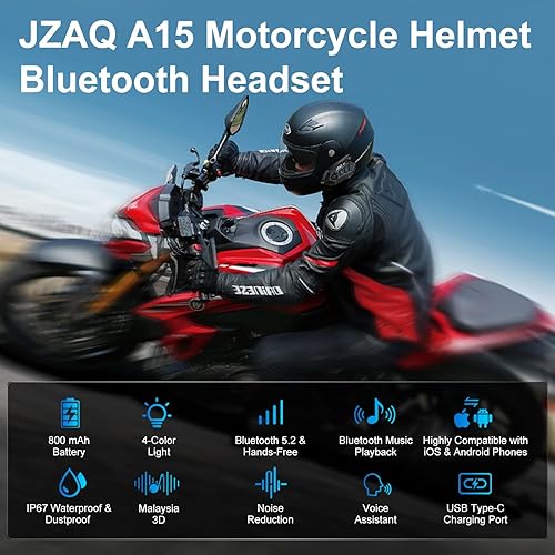 Miniatura 3 de Casco de motocicleta con altavoz Bluetooth para motocicleta, cascos de motocicleta para exteriores con cancelación de ruido, auriculares