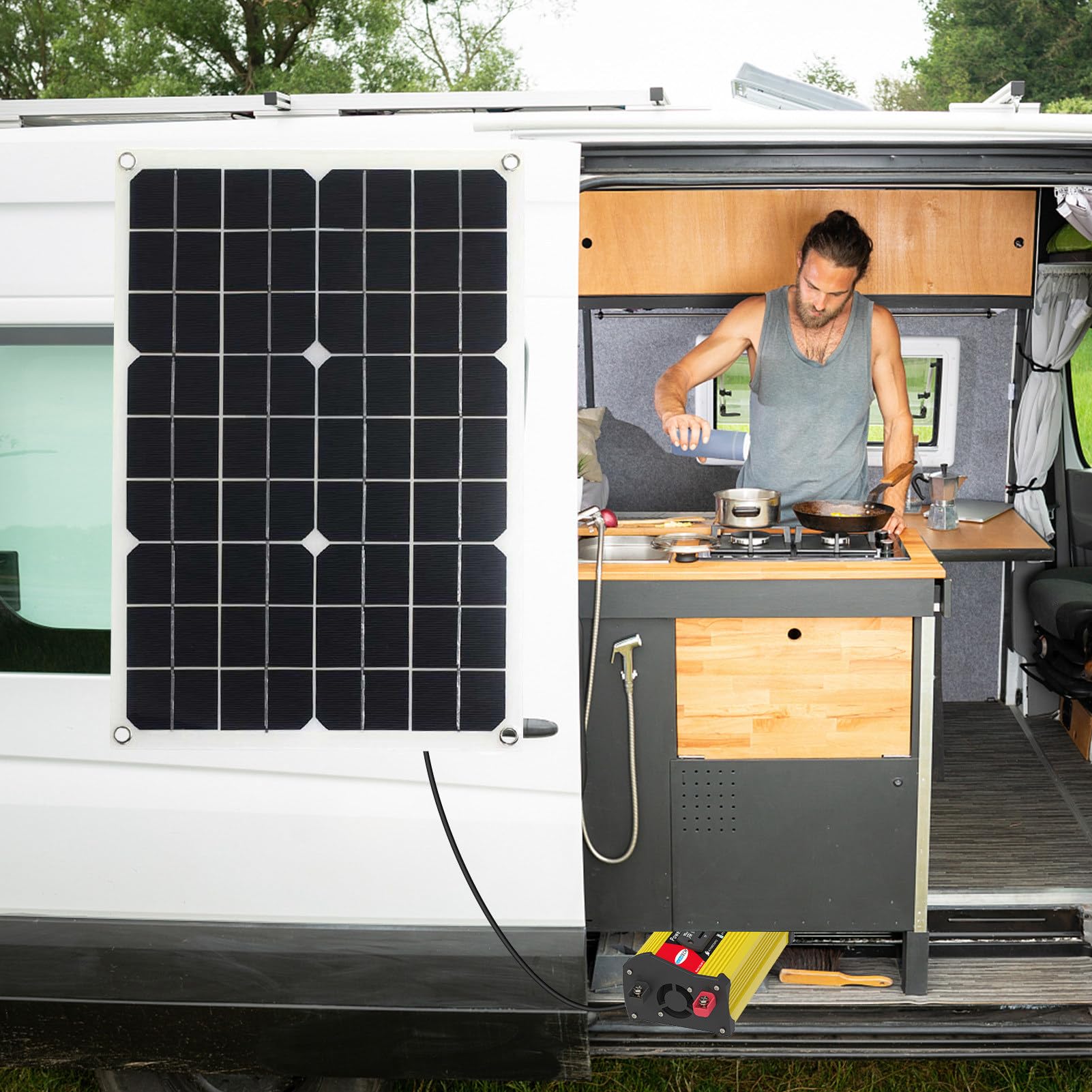 Solarsystem 4 kWh – Panel, 18 W, 12 V, 30 A Controller und integrierter Wechselrichter | Solarenergie-Set mit Multimedia-Player, perfekt für Camping, Reisen im Freien und mobile Anwendungen