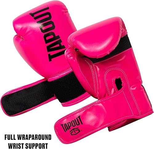 Miniatura 2 de TAPOUT Guantes de boxeo con palma de malla transpirable para hombres y mujeres en entrenamiento, Muay Thai, Kickboxing, Sparring y MMA Rosa