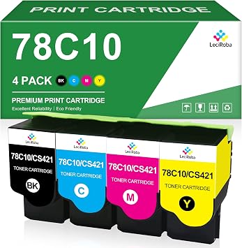 LeciRoba CS421 78C10 Toner Cartridge Replacement for Lexmark 78C10 78C10K0 78C10C0 78C10M0 78C10Y0 for CS421 CS521 CX421 CX522 CX622 CX625 CX522ade CX622ade CX625ade 4-Pack