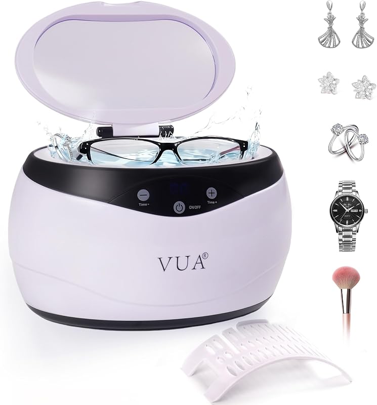 Limpiador de joyas de plata 650 ml (22 oz), máquina limpiadora de joyas ultrasónica de 42 kHz, limpiador ultrasónico para anillos, joyas, plata, anteojos, aretes, relojes, 5 modos de limpieza para el hogar