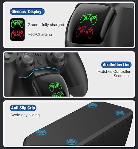 Miniatura 5 de Cargador de controlador PS4 estación de carga dual PS4 para controlador Playstation 4 puerto de carga rápida actualizado estación de carga remota