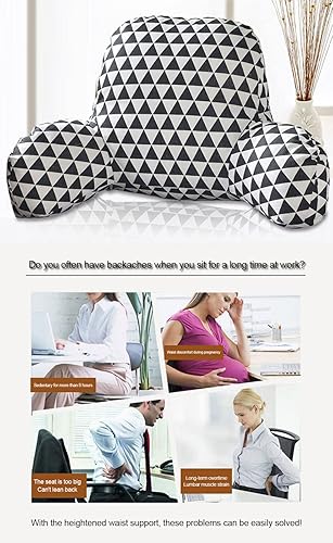Miniatura 4 de Almohada de lectura con brazosSoporte de espalda para sentarse en la camasofá cuello, lumbar y cojín de apoyo de espalda baja coxis, patrón