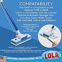 Vista 4 de LOLA Recambio de esponja de celulosa SqueezeMatic Butterfly Mop de 9 pulgadas, cabezal de repuesto, limpieza de pisos, comparable con recambio