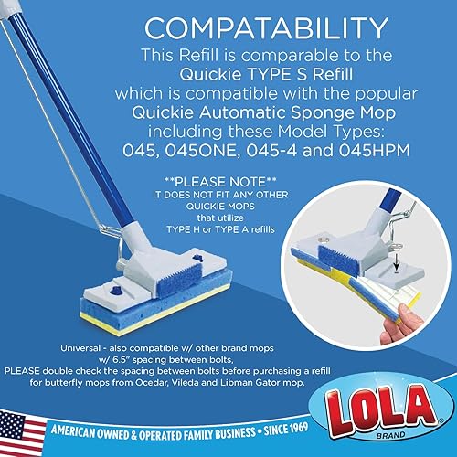 Miniatura 3 de LOLA Productos Squeeze Matic - Recambio de cabezal de esponja de mariposa fácil de limpiar, cabezal de fregona de 9 pulgadas de ancho, cabezal de
