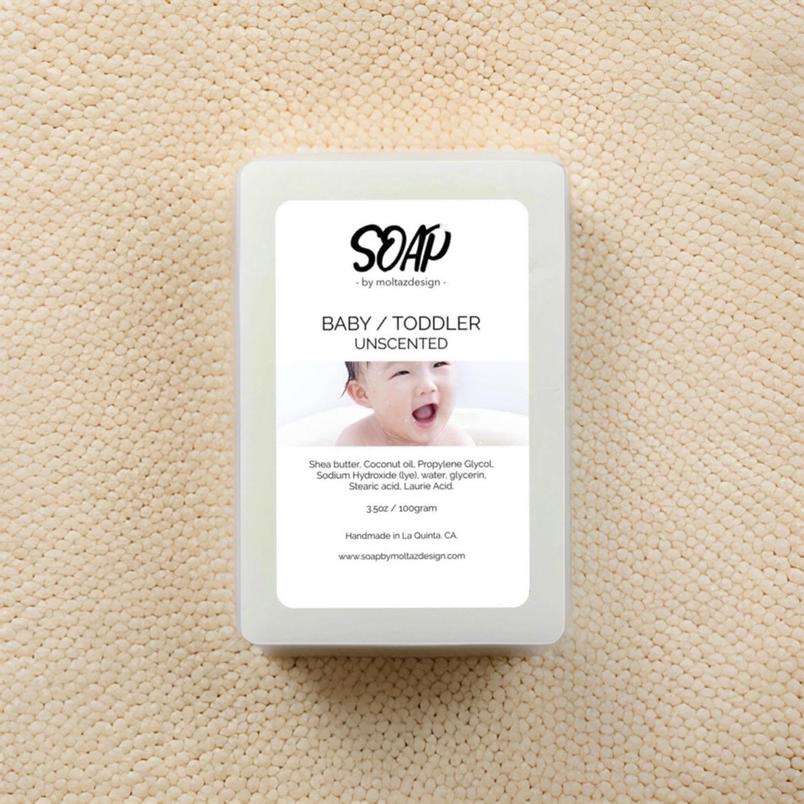 Unscented Baby/Toddler Bar Soap, 3.5 oz, Shea Butter, Coconut Oil, Handmade.