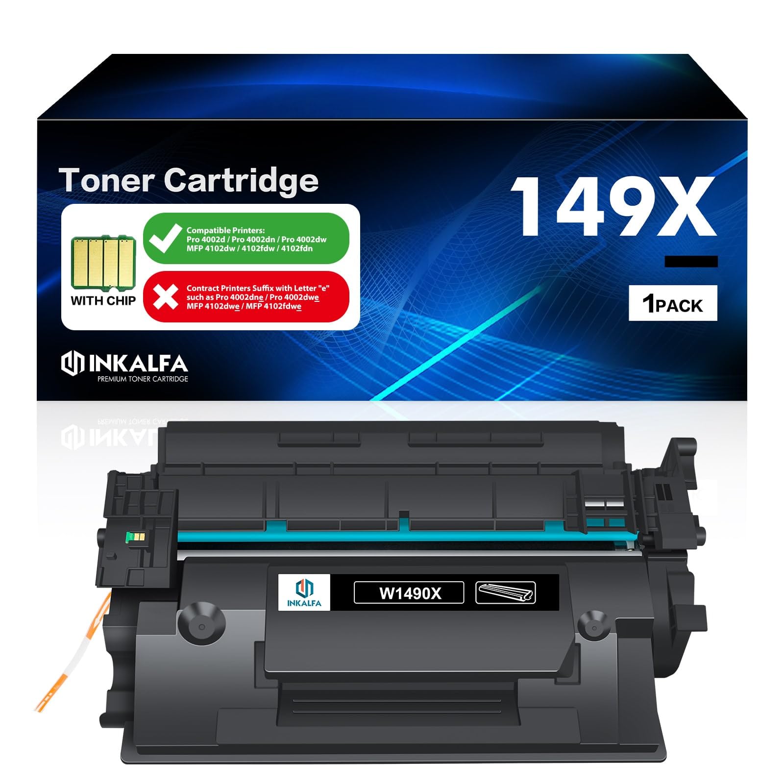 1er-Pack 149X 149A Toner (Mit Chip) Kompatibel für HP 149X W1490X 149A W1490A für LaserJet Pro 4002dn 4002dw 4002d LaserJet MFP 4102fdw 4102dw 4102fdn - Schwarz