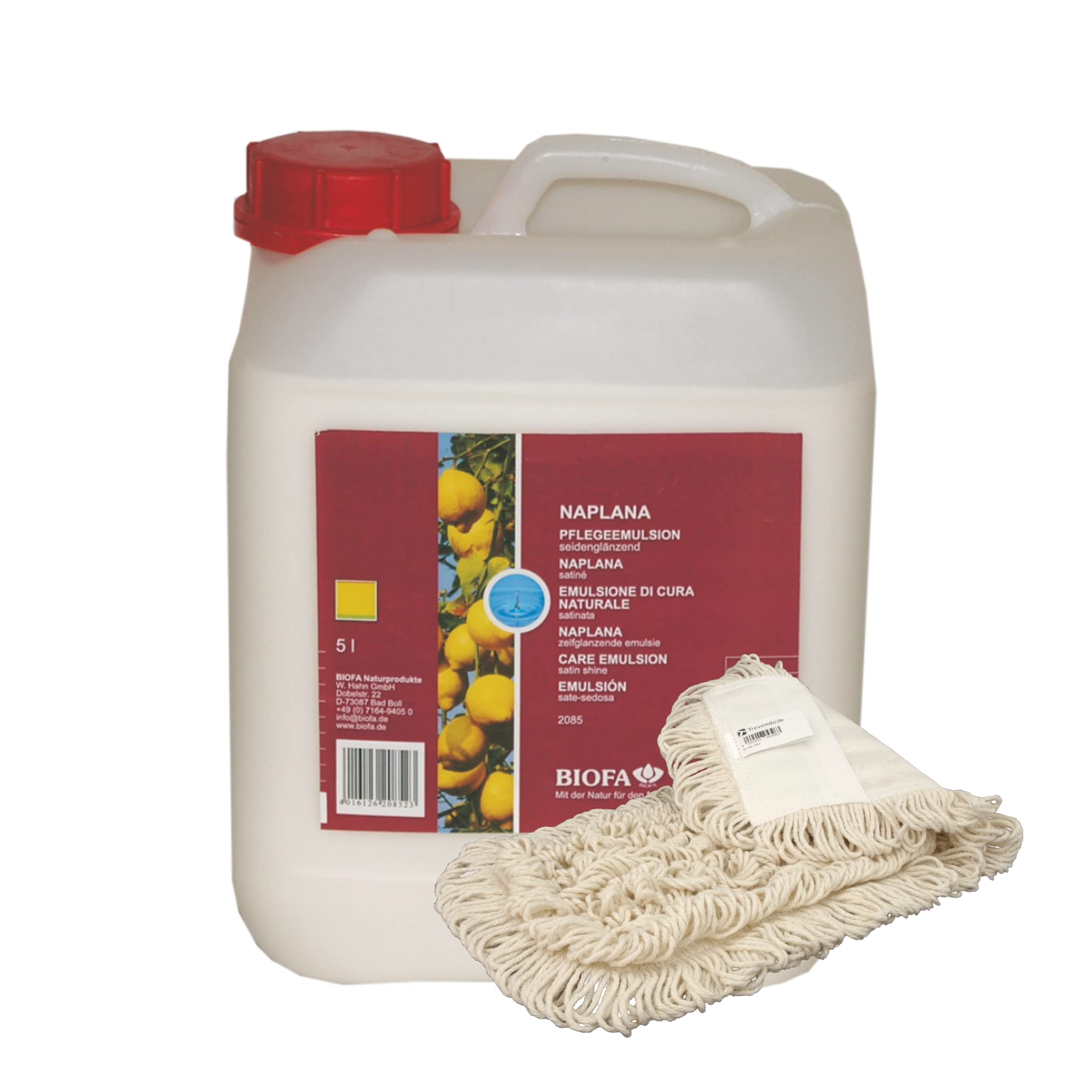 Trevendo® Set - Biofa Naplana Pflegeemulsion 5 Liter inkl. Wischmopp