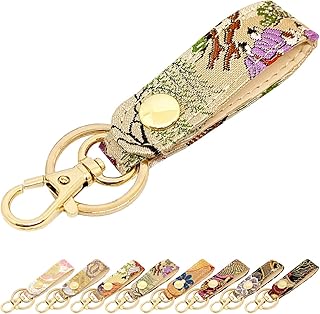[leo&aoi] 西陣織 金襴 キーリング スナップボタン ベルト式 キーホルダー バッグチャーム 和柄 和風 鍵 カギ レディース メンズ 高美者