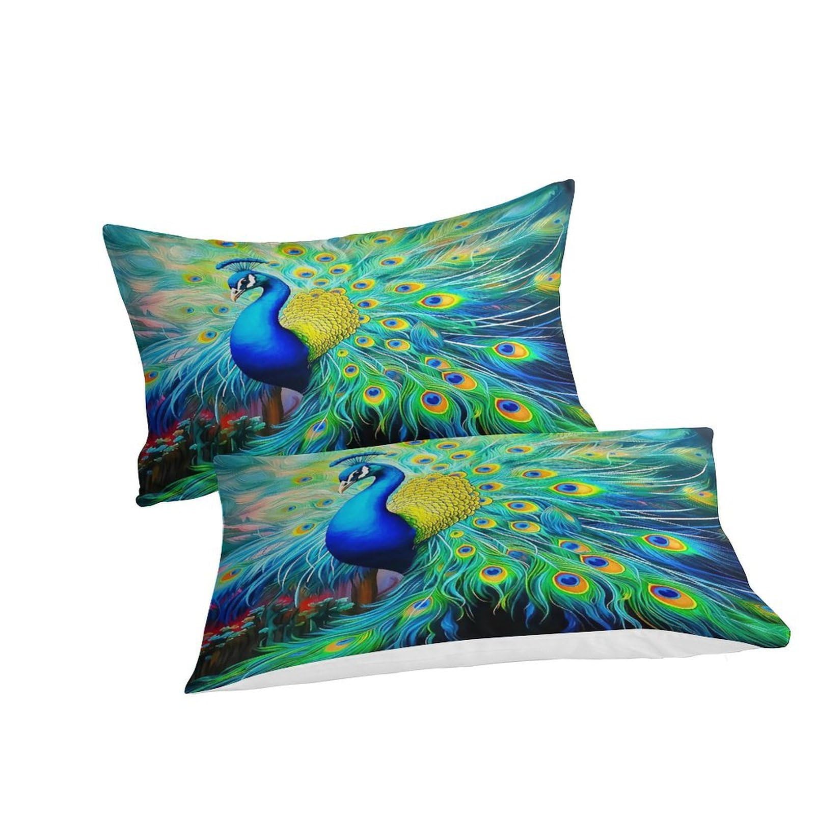 Housse de couette paon zippée King 220x240 pour éliminer la corvée de lit et le tissu rêche