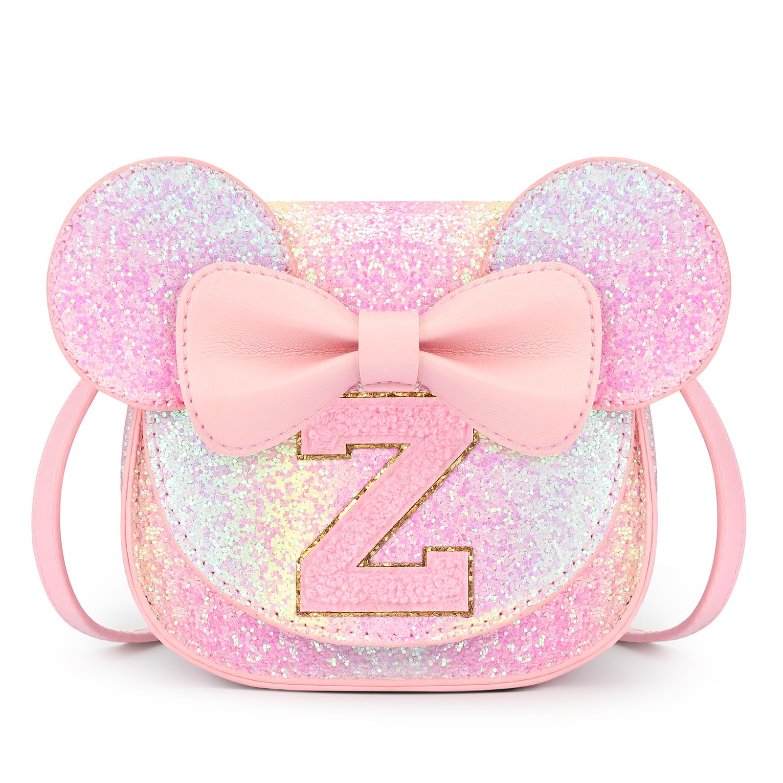 mibasies Toddler Purse 3-8 Girls, Glitter Rainbow Letter Z Birthday Gift