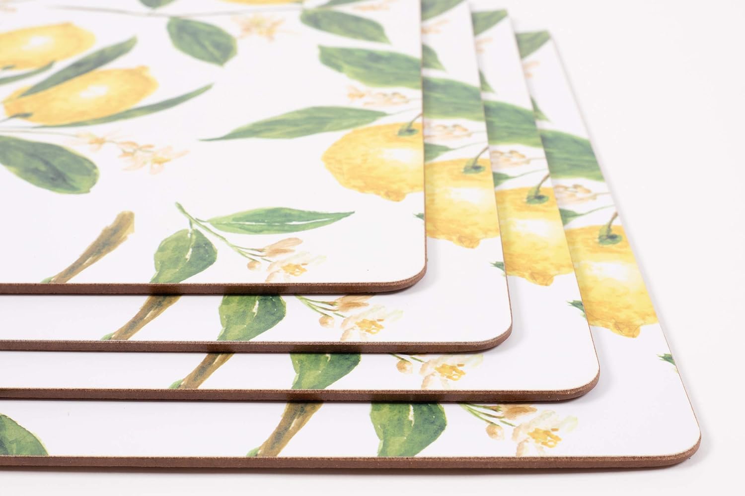 House and Home Cork Placemats 16 x 12-Inch Set of 4 (Lemons Print)