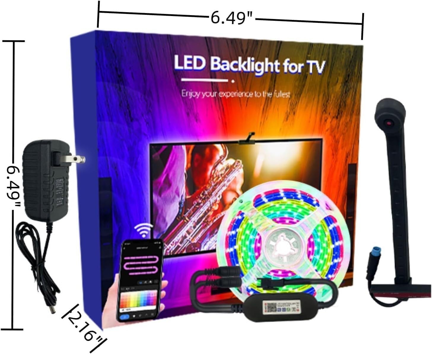 Retroilluminazione TV LED, Striscia Luminosa LED con Controllo Tramite App, Luce RGB Che Cambia Colore, sincronizzata con la Musica, Striscia Luminosa al Neon Flessibile per la dec