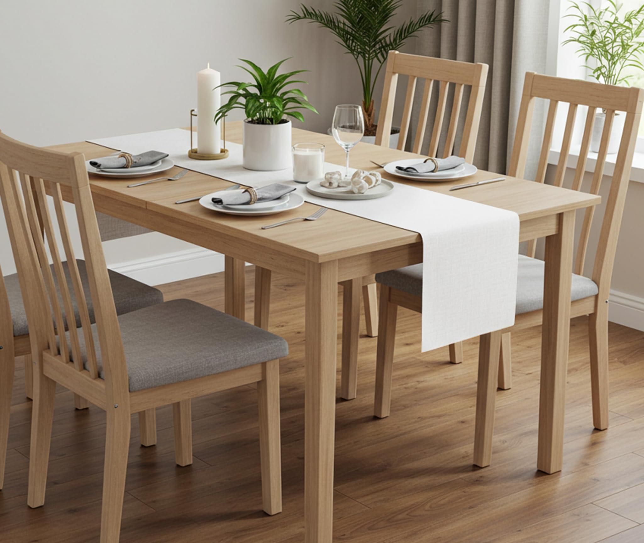 Magna Collection Table Runner, White Table Runners for Dining Table 33cm x 183cm, 100% Cotton, Durable