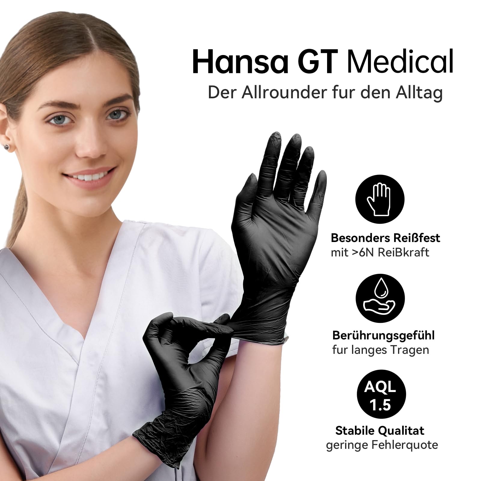 Einweghandschuhe 1000 Stück Nitrilhandschuhe puderfrei, Handschuhe Einweg latexfrei, strapazierfähige reißfeste Gummihandschuhe, für Kochen, Reinigen (Schwarz, 1000 Stück L)