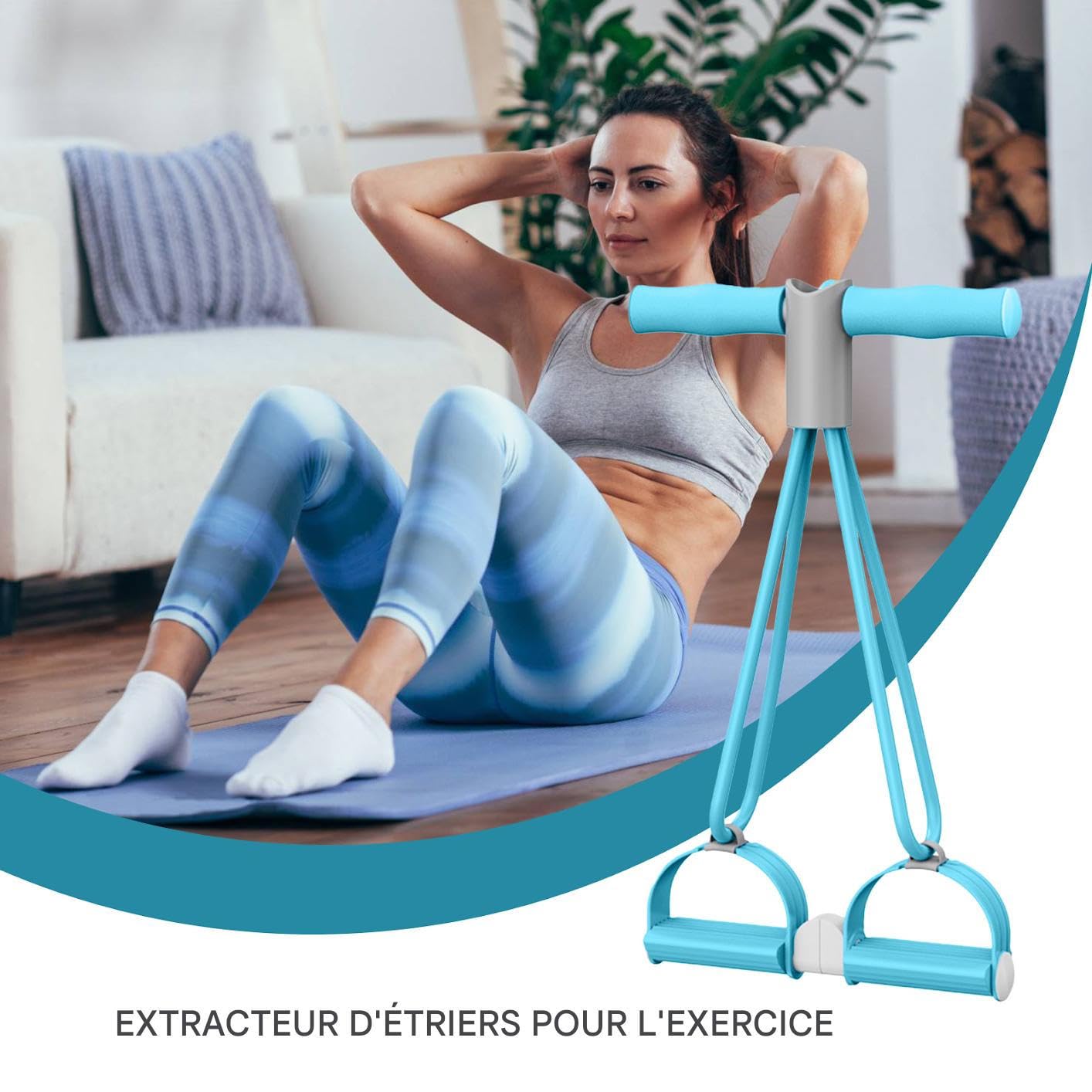 Elástico Pies Fijos de Resistencia, Bandas de Ejercicio, Equipo de Entrenamiento de 4 Bandas para el Afinamiento del abdomen, los Brazos y las Piernas para Hombres y Mujeres en Casa o en