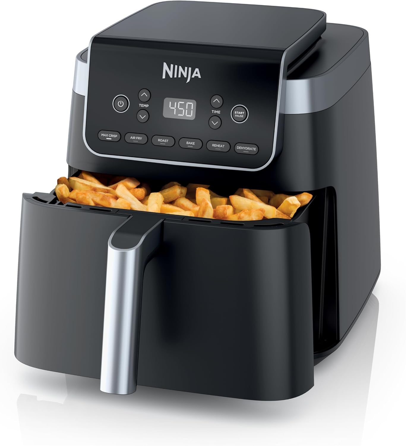 Ninja | Air Fryer | 6.5 QT Pro XL Capacity fits 9lbs of Wings | 6-in-1 Max Crisp, Air Fry, Roast, Bake, Reheat & Dehydrate | Nonstick Basket, Crisper Plate & Recipe Guide | Grey | AF181
