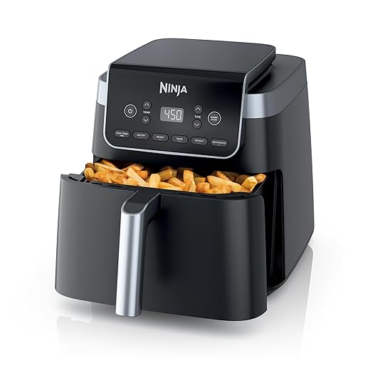 Ninja | Air Fryer | 6.5 QT Pro XL Capacity fits 9lbs of Wings | 6-in-1 Max Crisp, Air Fry, Roast, Bake, Reheat & Dehydrate | Nonstick Basket, Crisper Plate & Recipe Guide | Grey | AF181