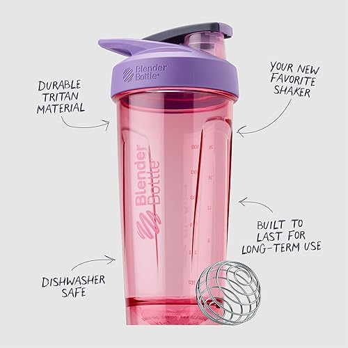 Miniatura 3 de BlenderBottle Strada - Vaso agitador perfecto para batidos de proteínas y antes del entrenamiento, 24 onzas, morado
