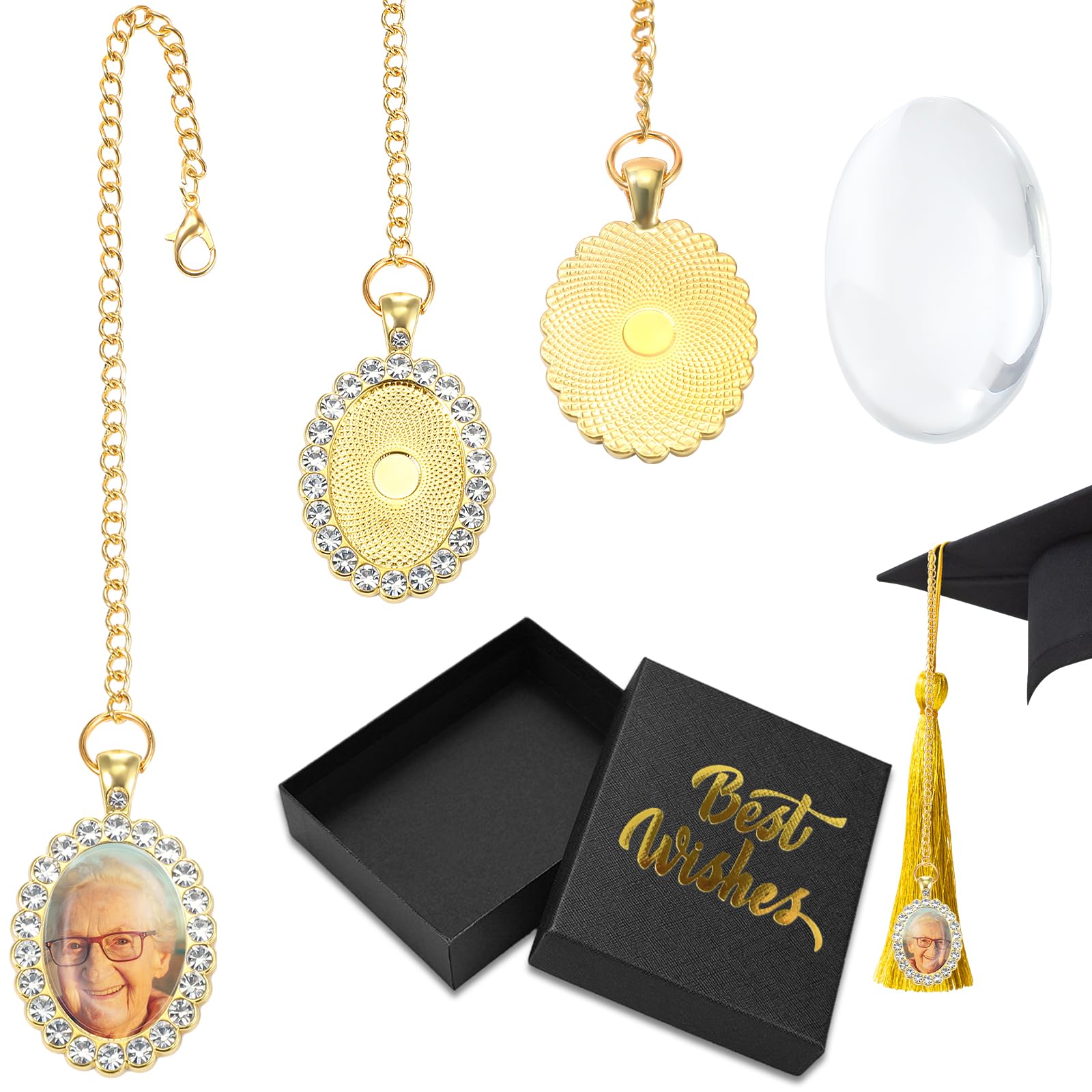 Colingmill 2025 Personalized Graduation Cap Decorations Memorial Tassel Charm Graduation Cap Topper with Photo Charms DIY Custom Gifts for Grad Gown Ceremony Picture Decoration