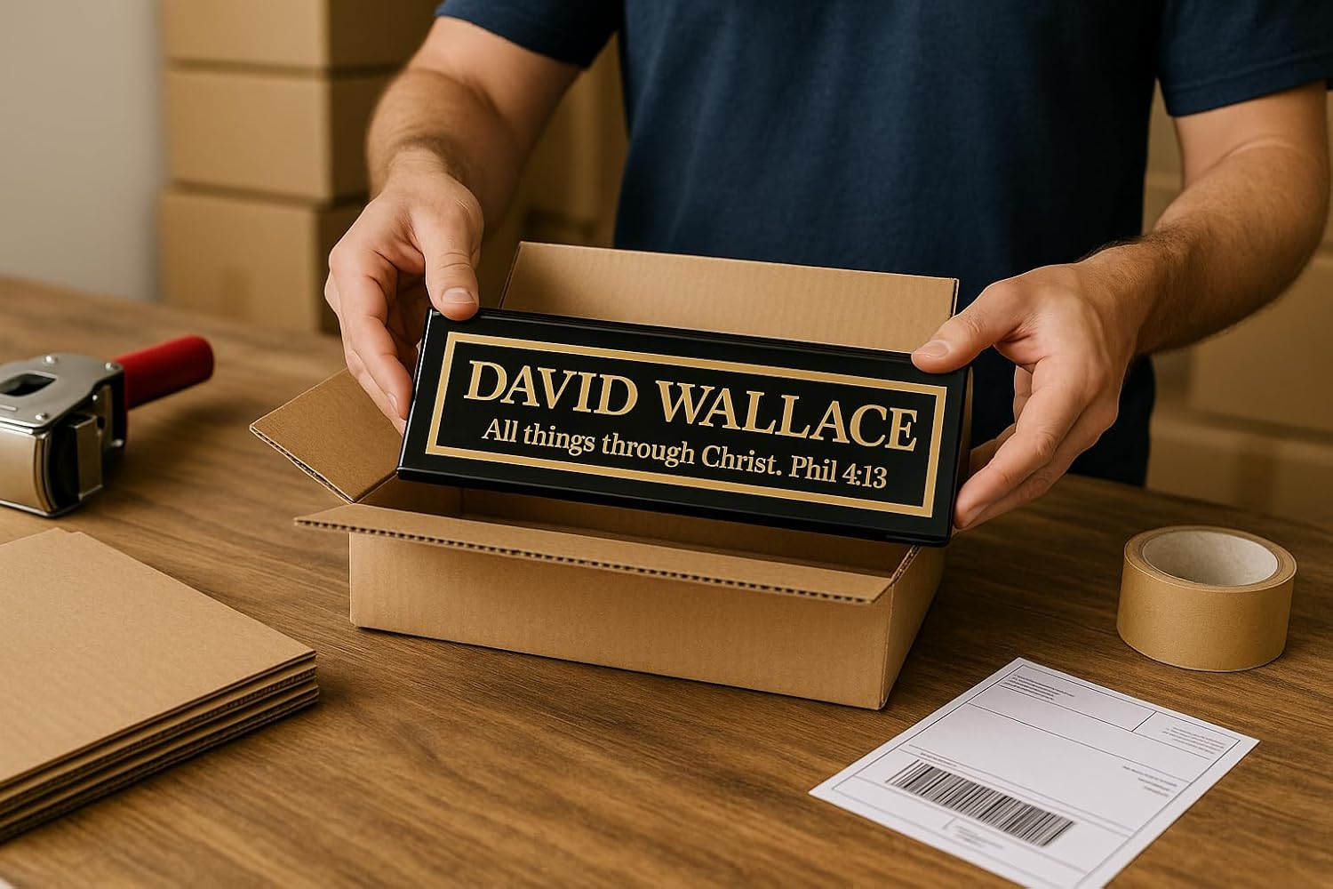 Black Desk Name Plate Personalized - Name Plate for Desk Engraved in USA