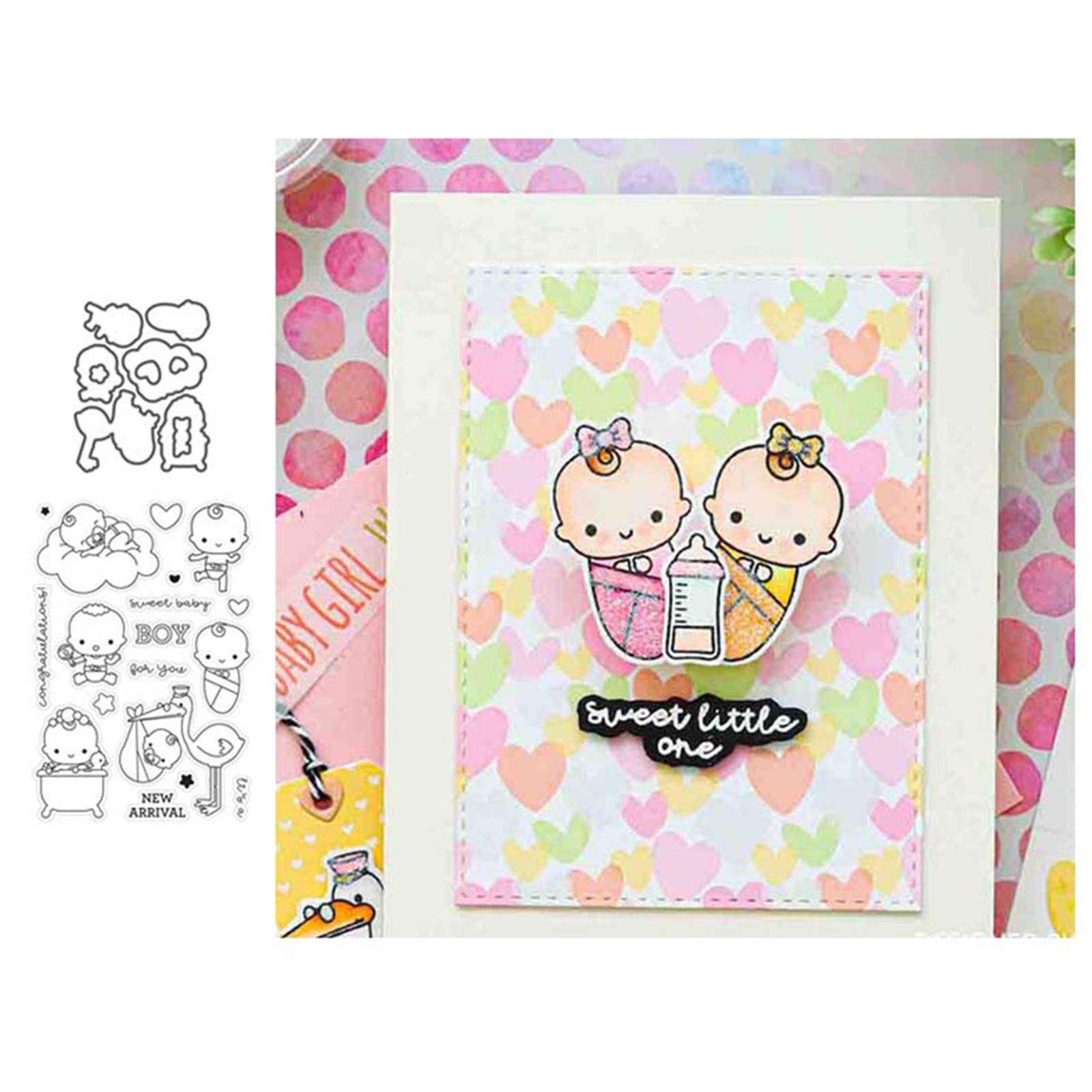 Lottoy Sweet Baby Silicone Stamp and Die Sets for Card Making Craft, DIY Embossing Photo Album Decorative