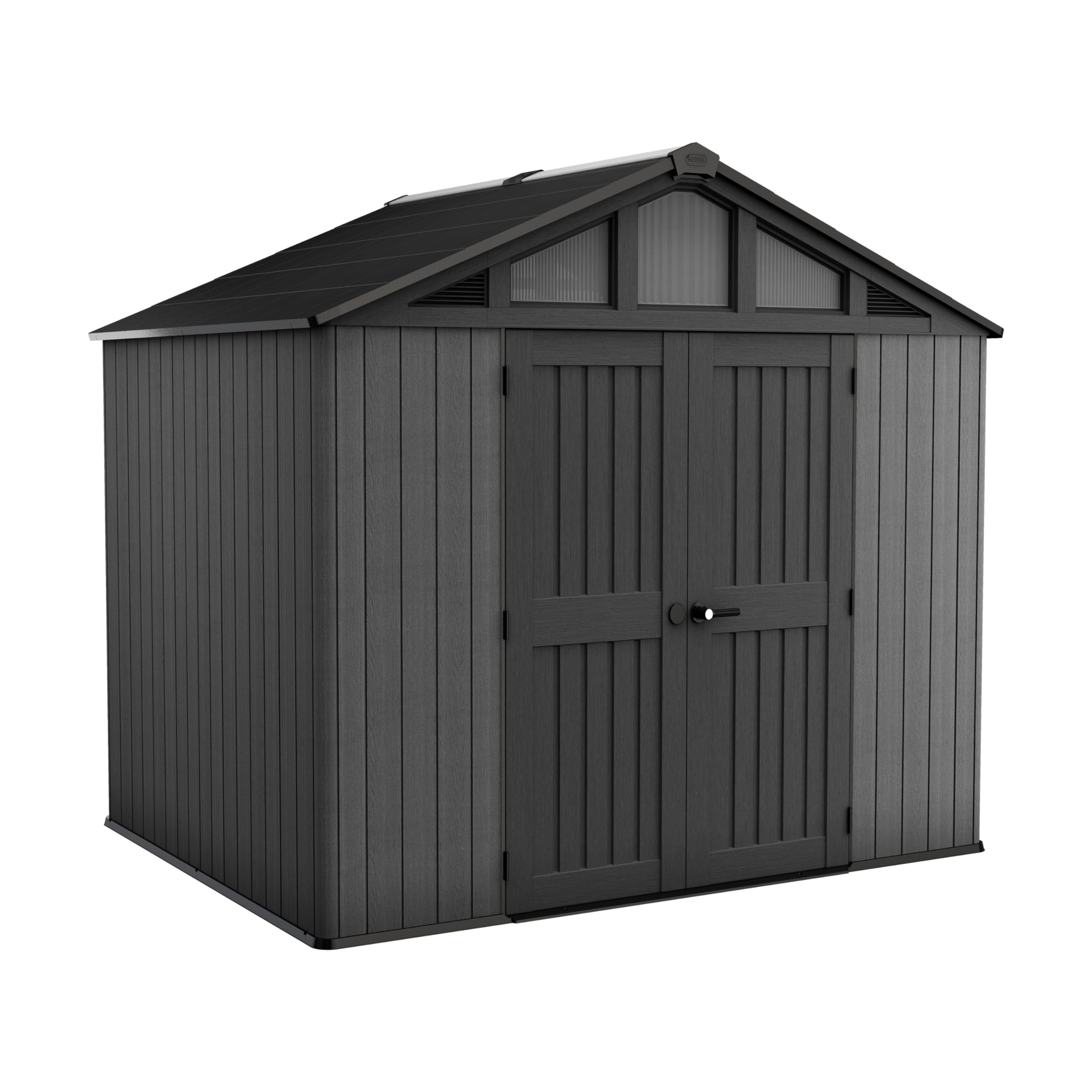 Keter Stronghold - Casetta da giardino, 108-7,7 m2, in resina e metallo, effetto legno, colore: antracite