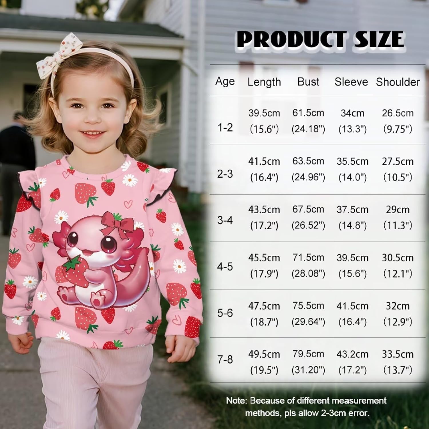 Toddler Baby Girl Sweatshirt Kids Pullover Crewneck Blouse Ruffle Long Sleeve Top Polyester Casual Clothes