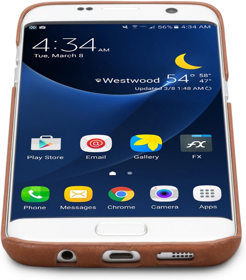 Galaxy S7 Edge Leather Case Back Cover Brown - KANVASA One Case for Samsung Galaxy S7 Edge - Luxury Pouch Made from Real Genuine Leather - Optimal Protection & Premium Leather - Ultra Thin