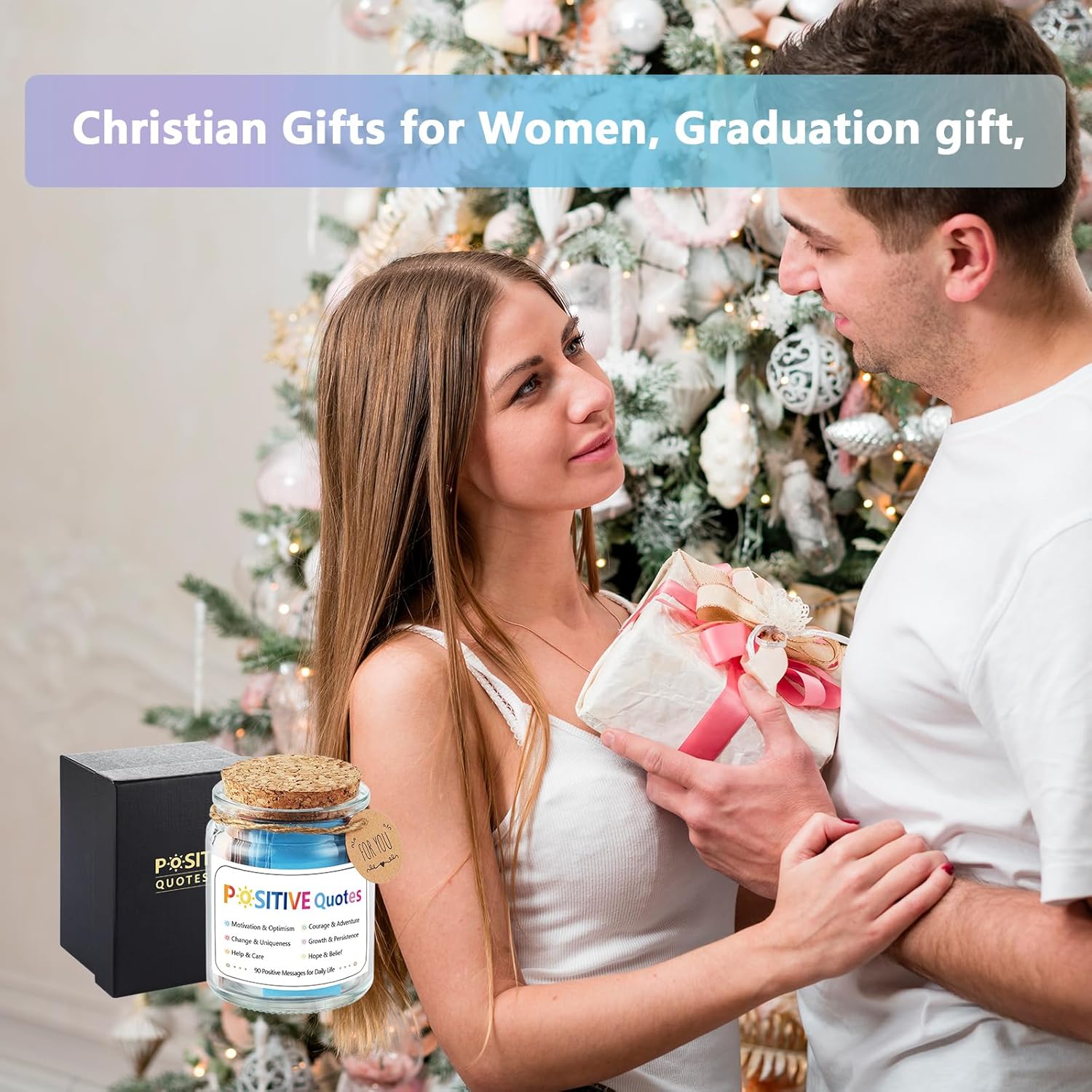 Positive Jar with 90 Positive Quotes Graduation Gifts for Dad Father Teacher Christmas Self Care Anxiety Stress Relief Unique Health Wellness Gifts for Women Man - Image 7