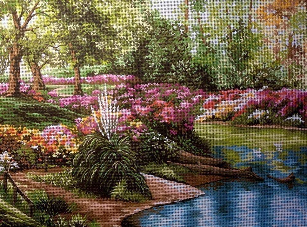 Kit de broderie au point de croix facile toile imprimée numéros fleurs