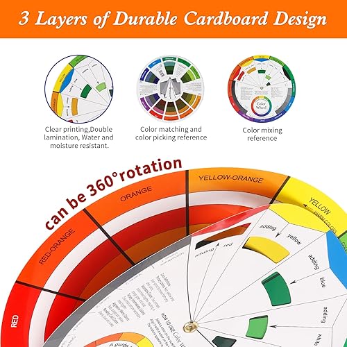 Miniatura 5 de Rueda de mezcla de colores para artista, rueda de color a juego para esmalte de uñas y guía de aprendizaje de oficina escolar, herramienta de