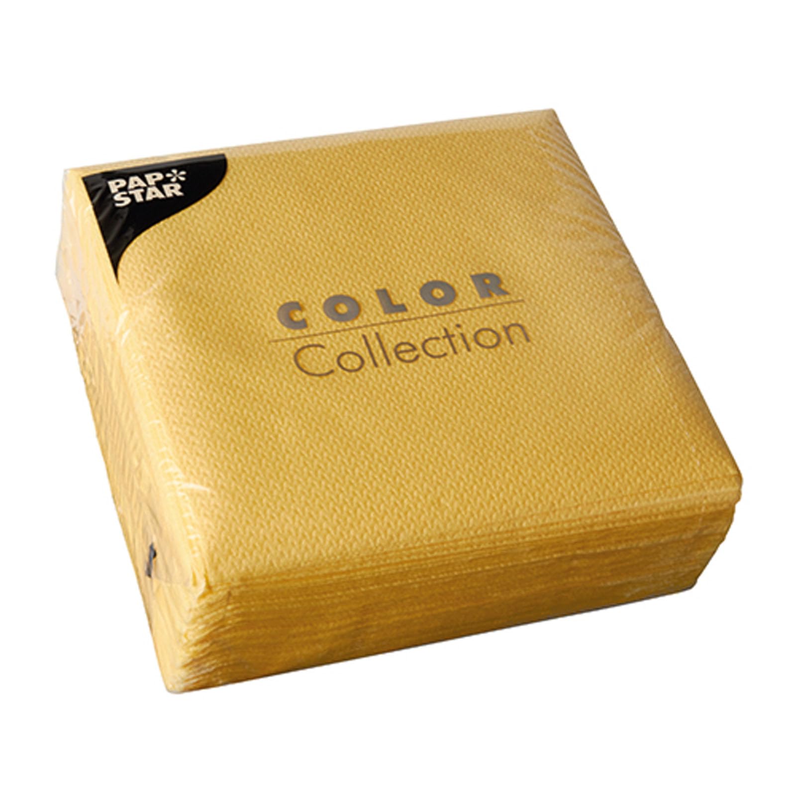 Papstar 1 caja de cartón=12 x 100 de servilletas de papel, 1-capa 1/4-pliegue de 33 cm x 33 cm de colour amarillo y 12303